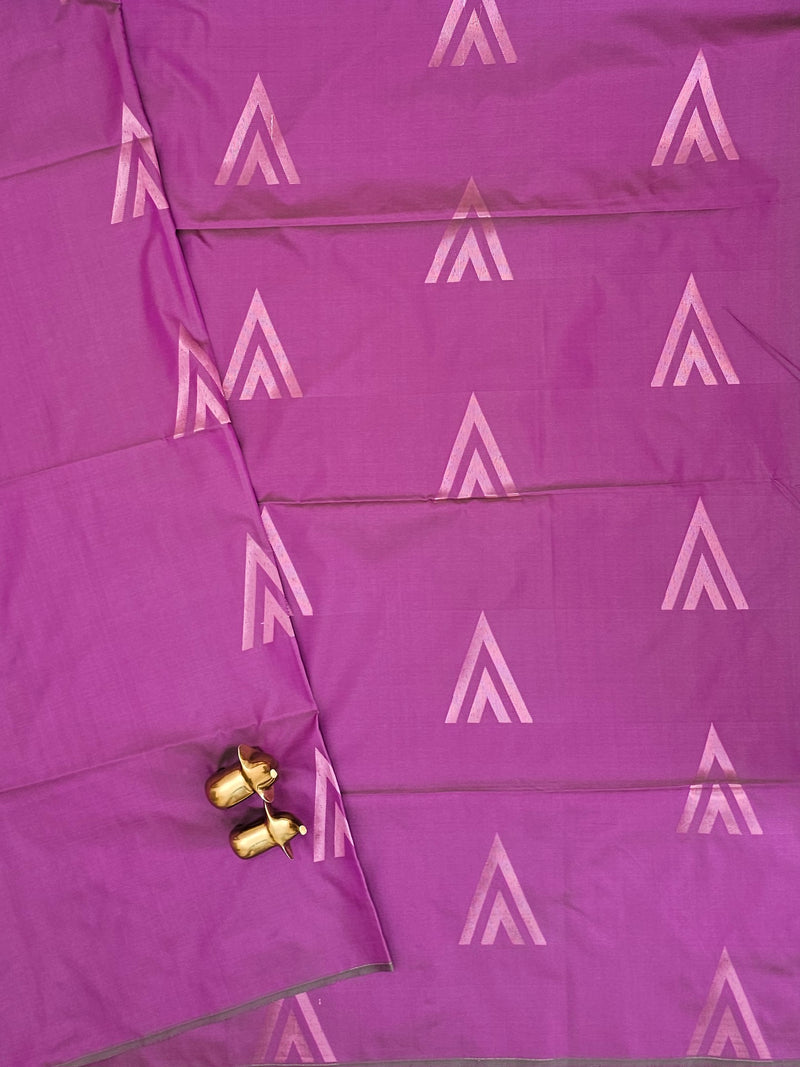 Purple with Green Dual Shade Copper Zari Woven Semi Soft Silk Saree