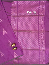 Purple with Green Dual Shade Copper Zari Woven Semi Soft Silk Saree