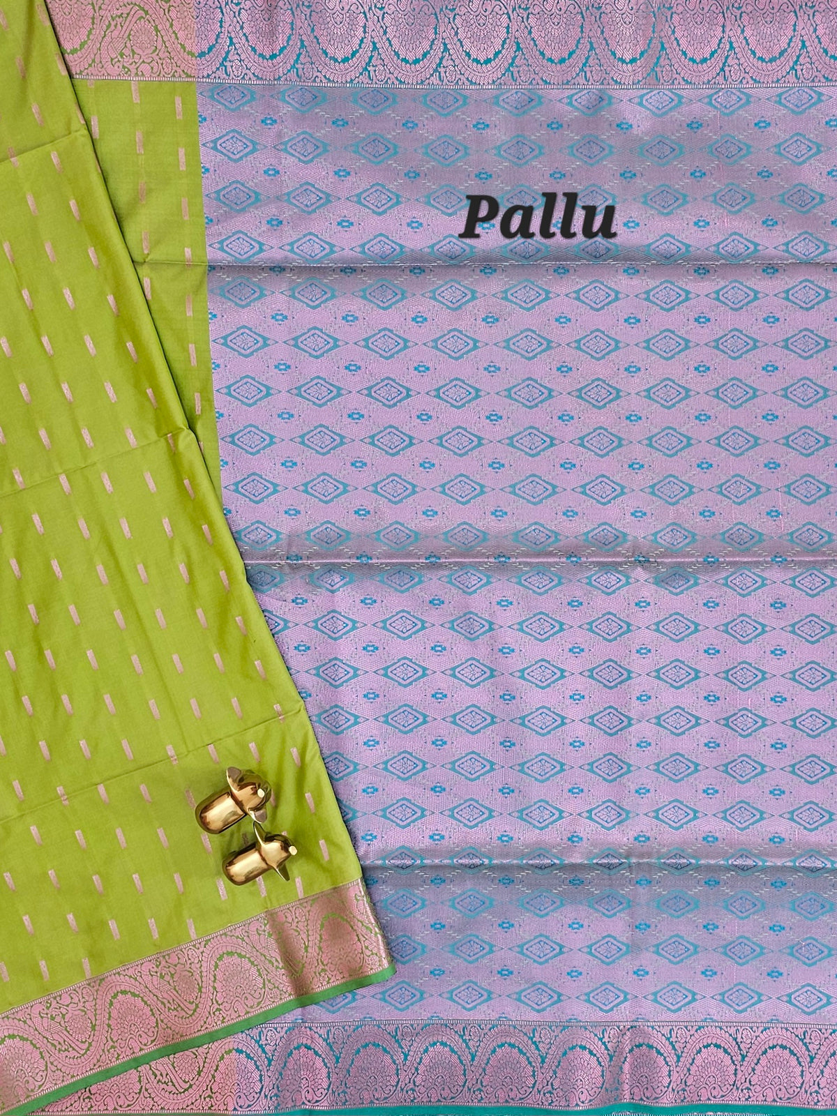 Green with Sea Green Pink Zari Woven Semi Soft Silk Saree