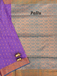 Lavender with Sea Green Copper Zari Woven Semi Soft Silk Saree