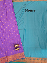 Lavender with Sea Green Copper Zari Woven Semi Soft Silk Saree