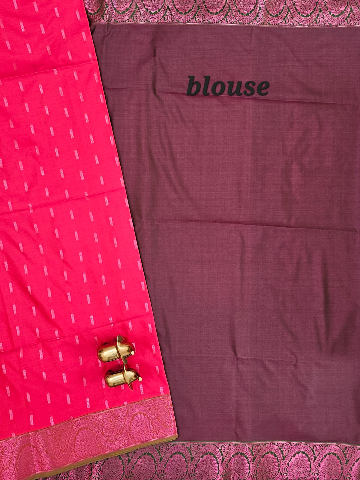 Red with Green Pink Zari Woven Semi Soft Silk Saree
