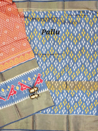 Pochampally Art Silk Saree - Brown with Grey