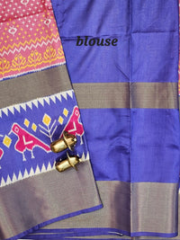Pochampally Art Silk Saree - Onion Pink with Violet