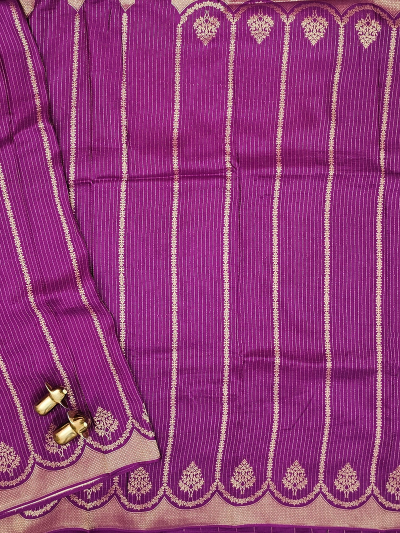 Semi Kathan Silk Saree - Purple