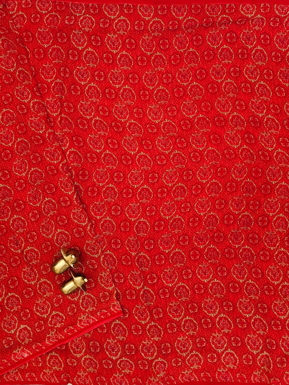 Georgette Saree - Tomato Red