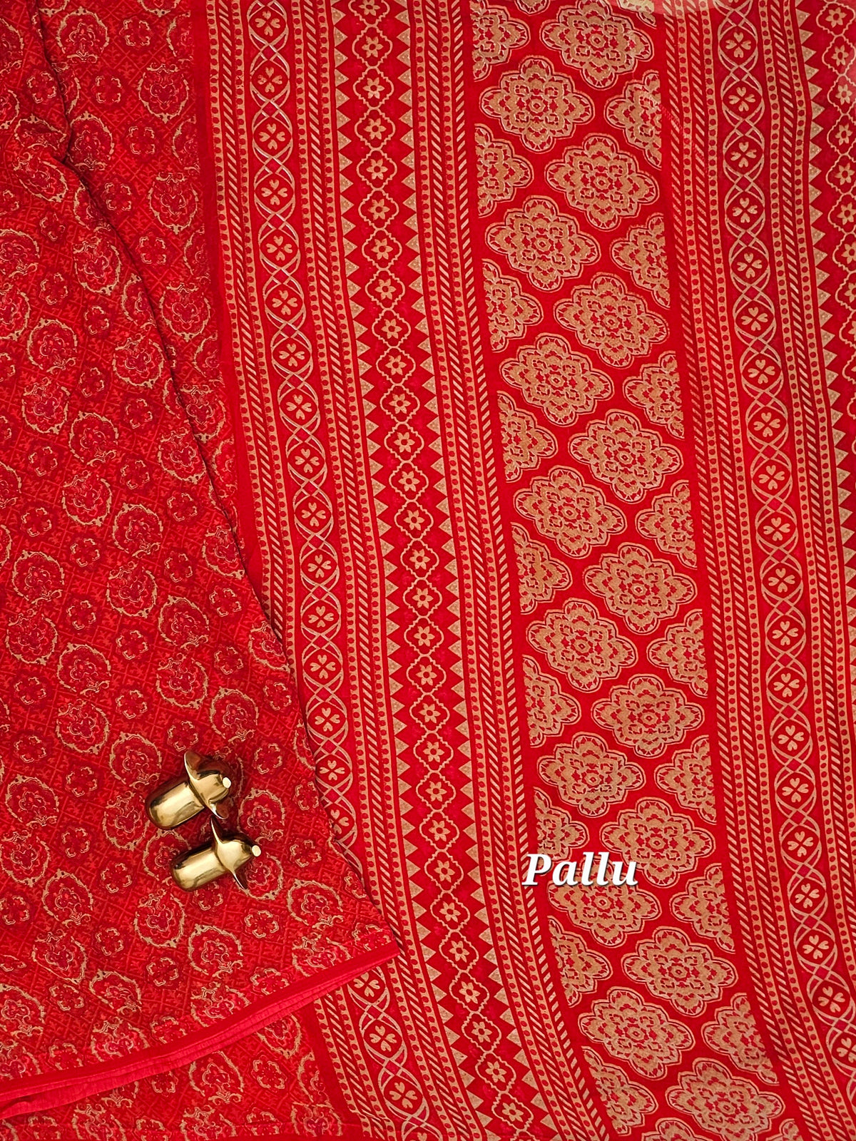 Georgette Saree - Tomato Red