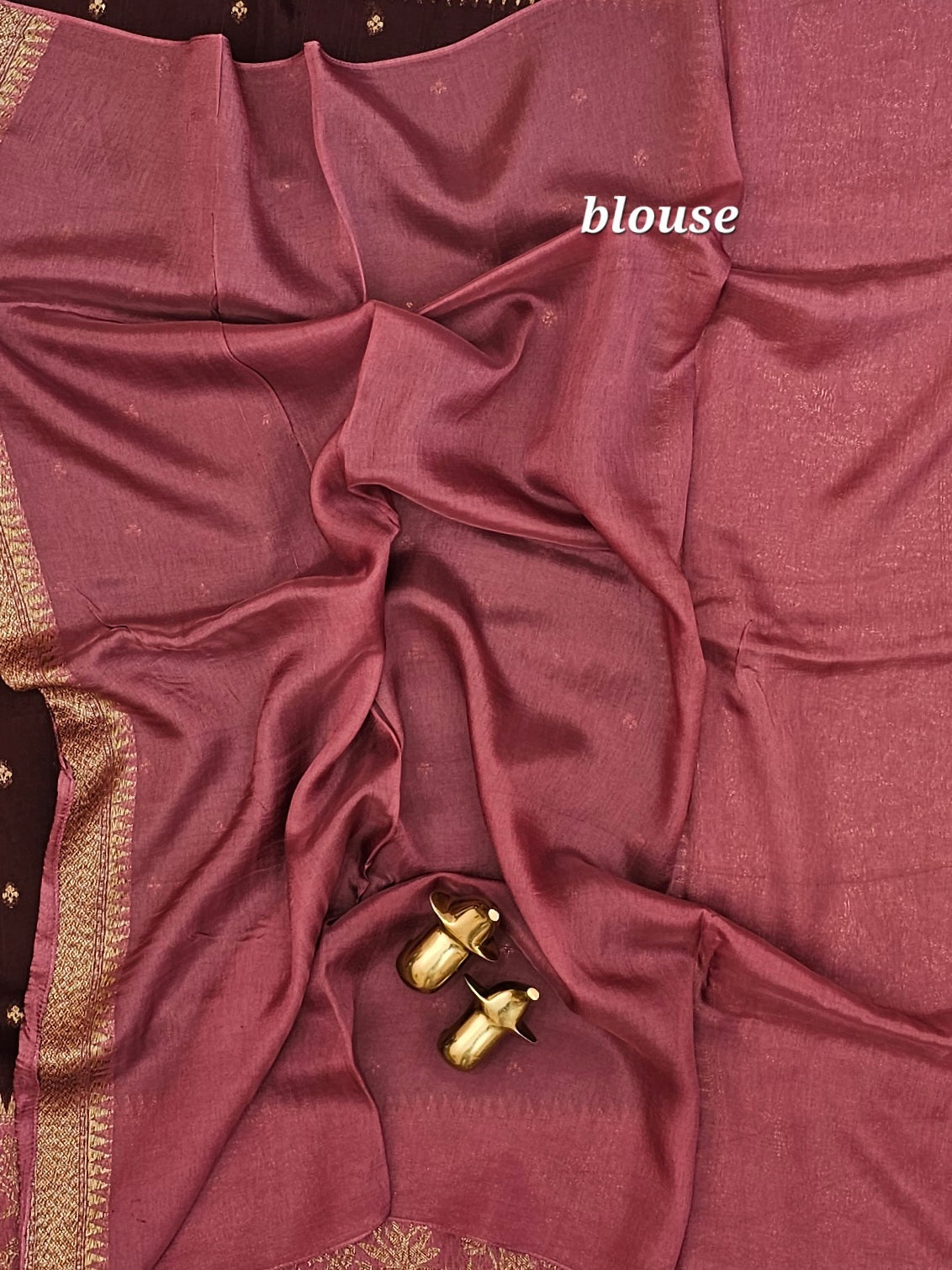 Jute Banarasi Silk Saree - Coffee Brown with Dark Onion pink