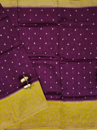 Jute Banarasi Silk Saree -  Wine with Green