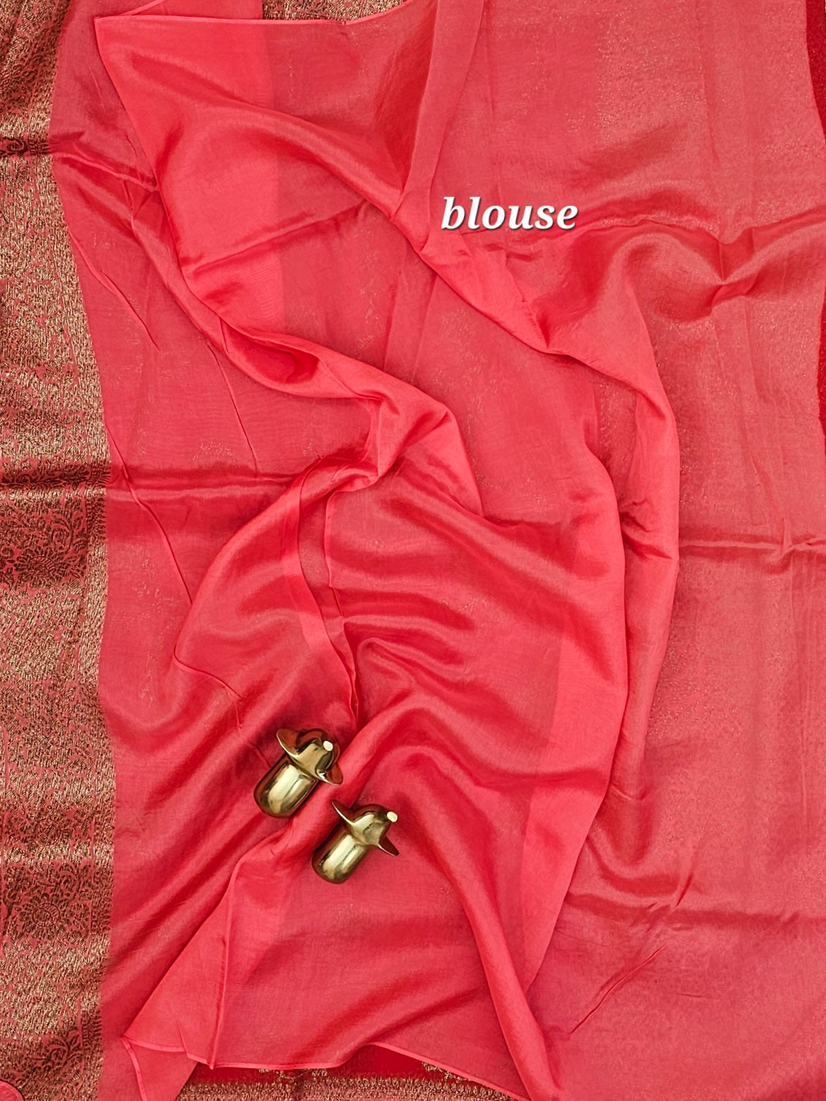 Jute Banarasi Silk Saree - Orange with Peach