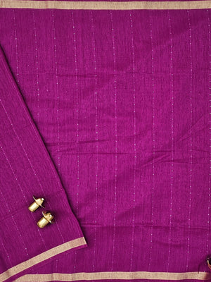 Jute Tussar with Sequence Weaving Zari Border Saree  - Purple