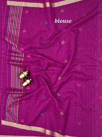Jute Tussar with Sequence Weaving Zari Border Saree  - Purple