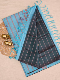 Chinnalampattu Saree - Peacock Green with Blue
