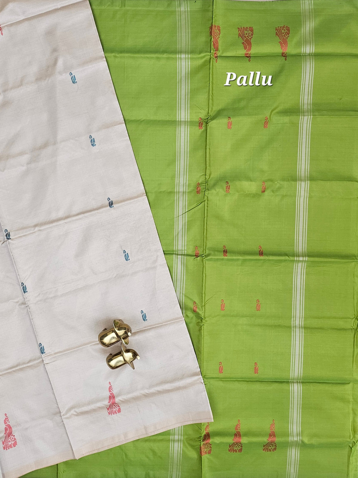 Chinnalampattu Saree - Cream with Green
