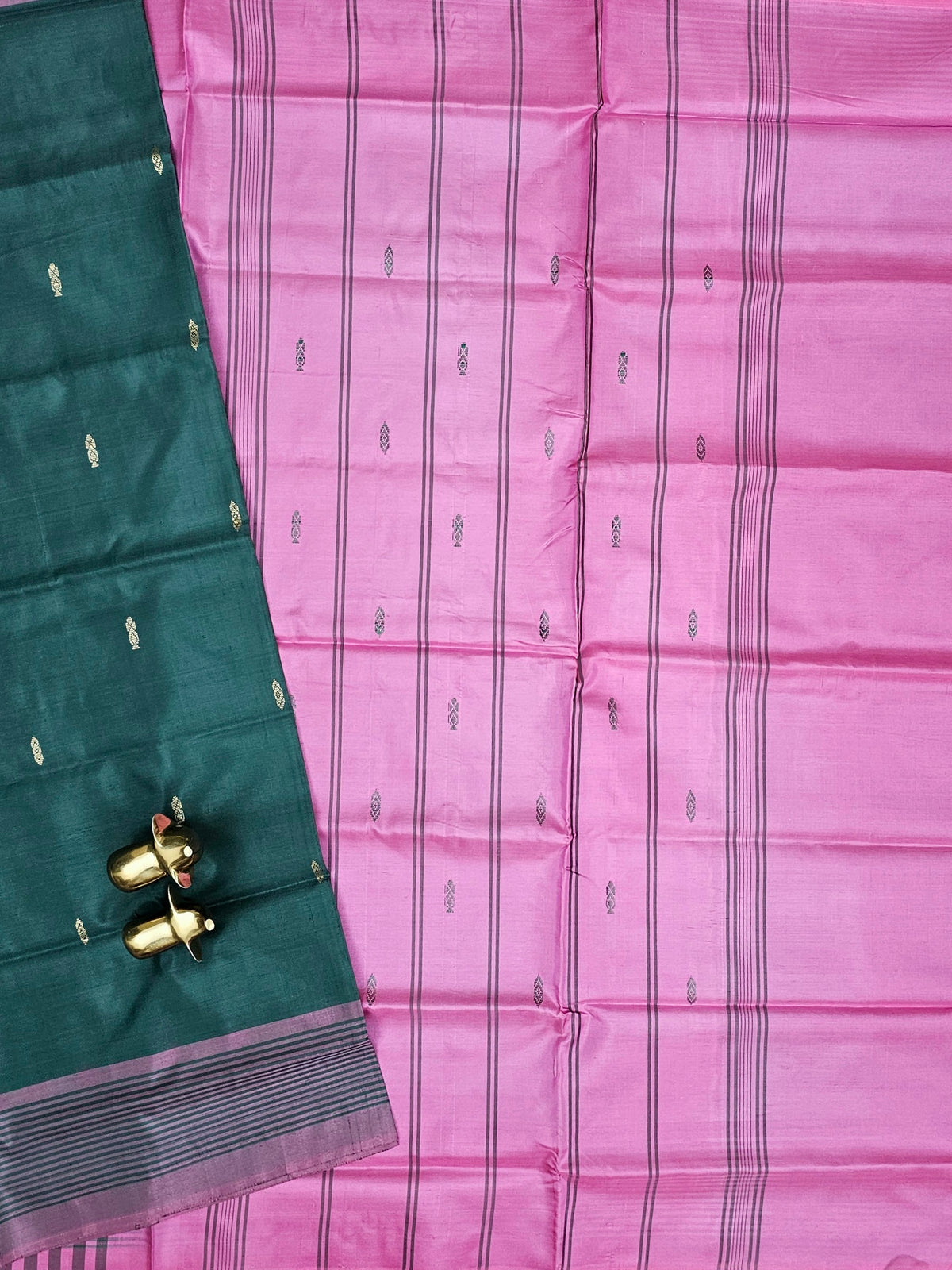 Chinnalampattu Saree - Green with Pink