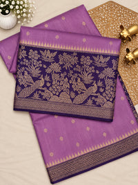 Jute Banarasi Silk Saree - Lavender with Purple