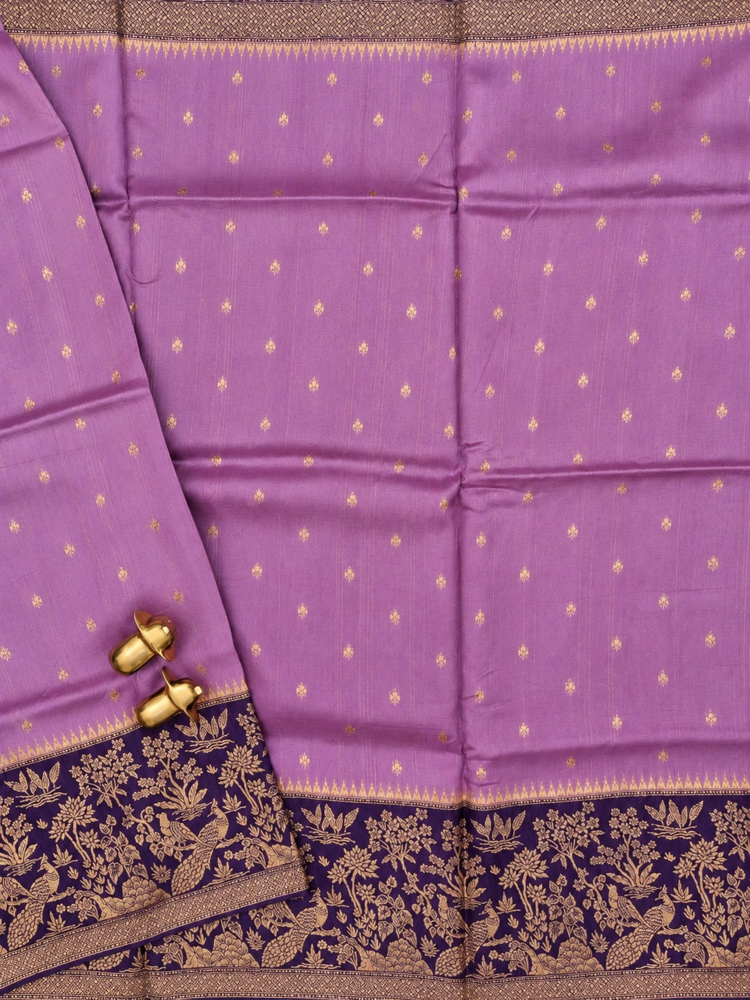 Jute Banarasi Silk Saree - Lavender with Purple