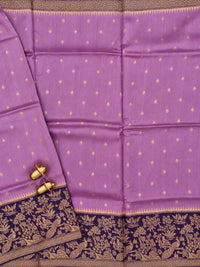 Jute Banarasi Silk Saree - Lavender with Purple