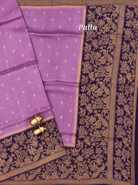 Jute Banarasi Silk Saree - Lavender with Purple