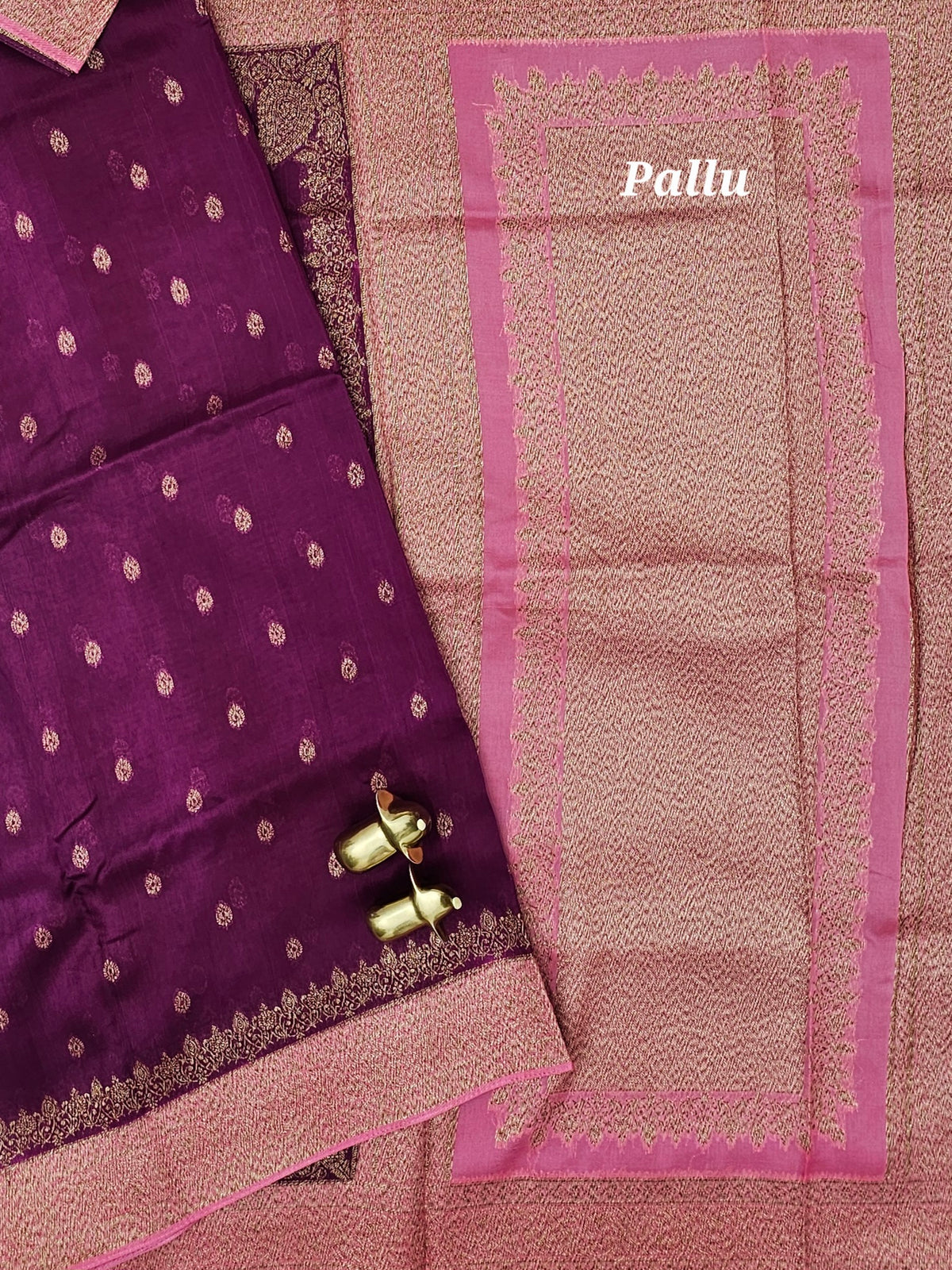 Jute Banarasi Silk Saree - Magenta Pink with Pink