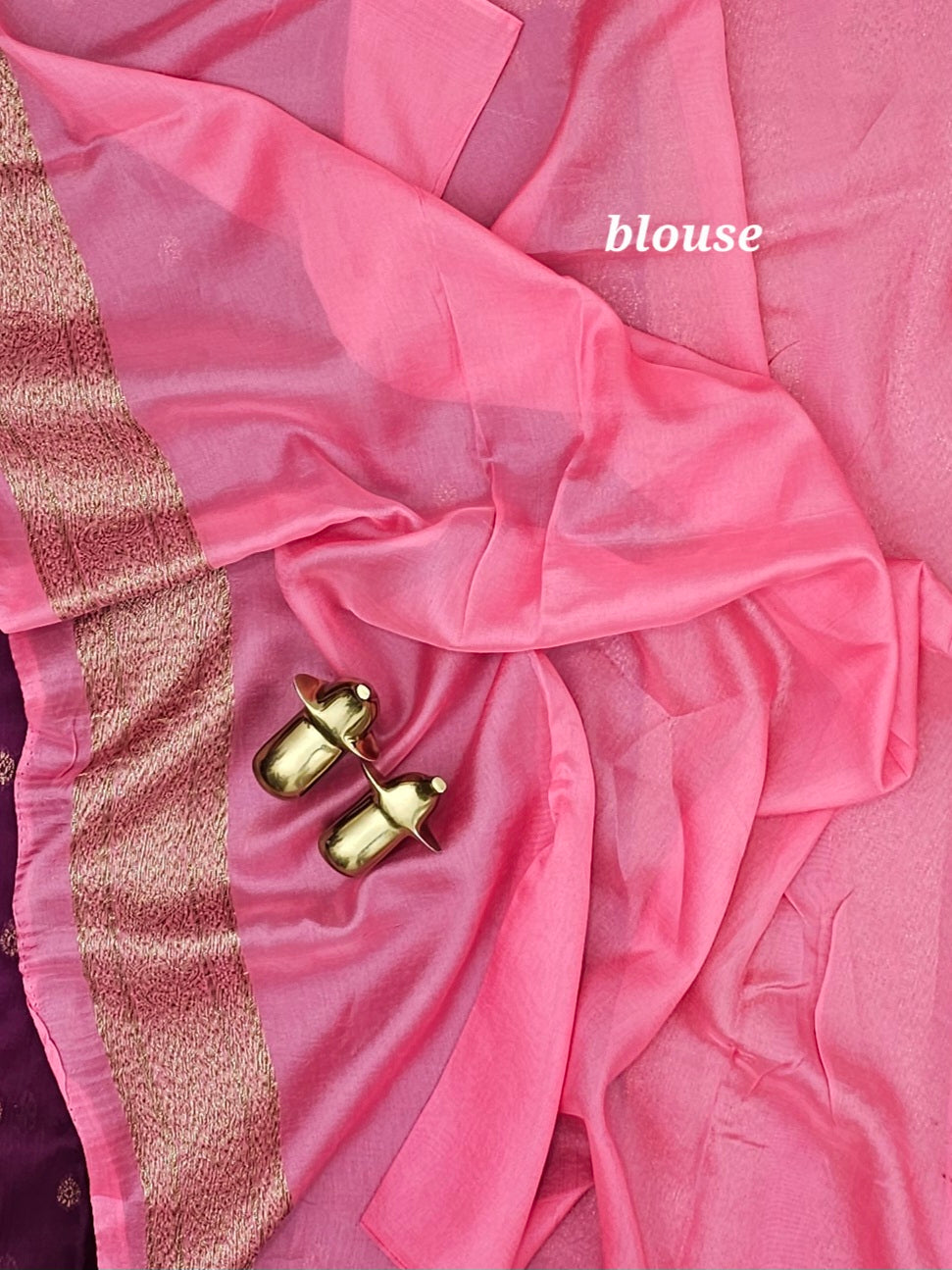 Jute Banarasi Silk Saree - Magenta Pink with Pink