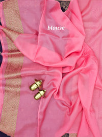 Jute Banarasi Silk Saree - Purple with Pink