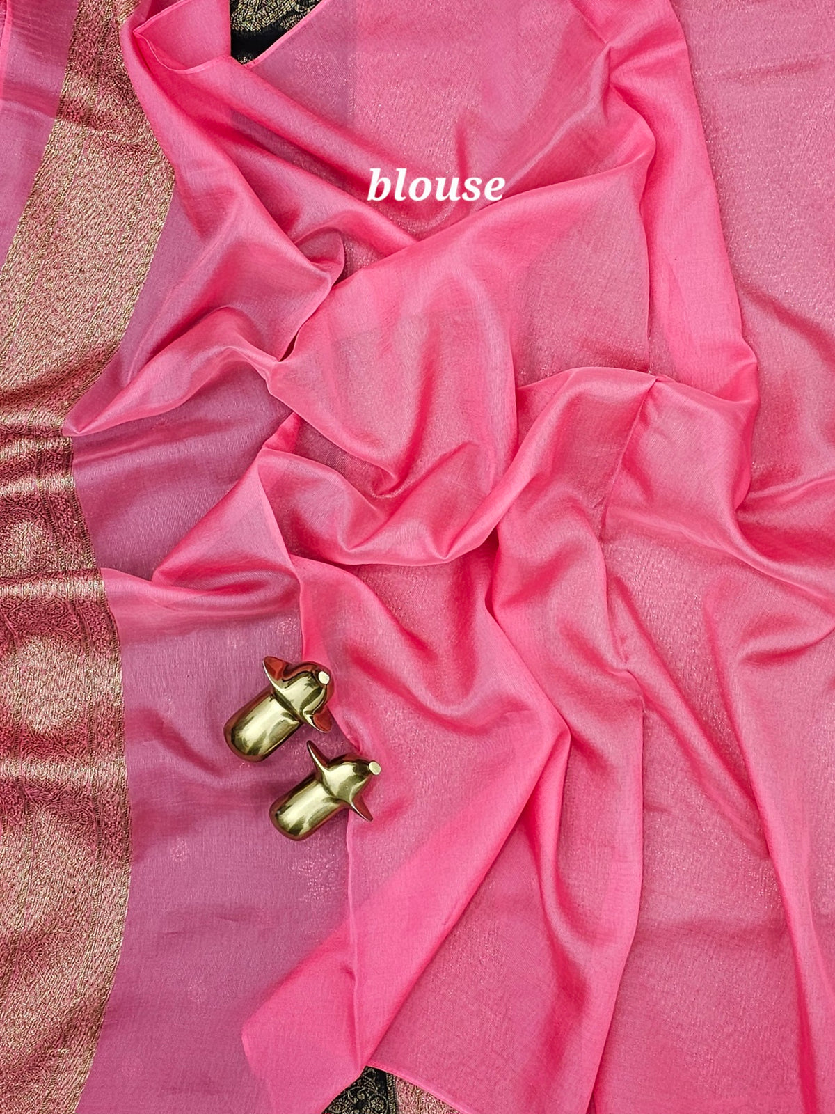 Jute Banarasi Silk Saree -  Black with Pink