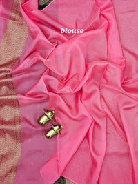 Jute Banarasi Silk Saree -  Black with Pink