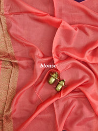 Jute Banarasi Silk Saree -  Purple with Peach