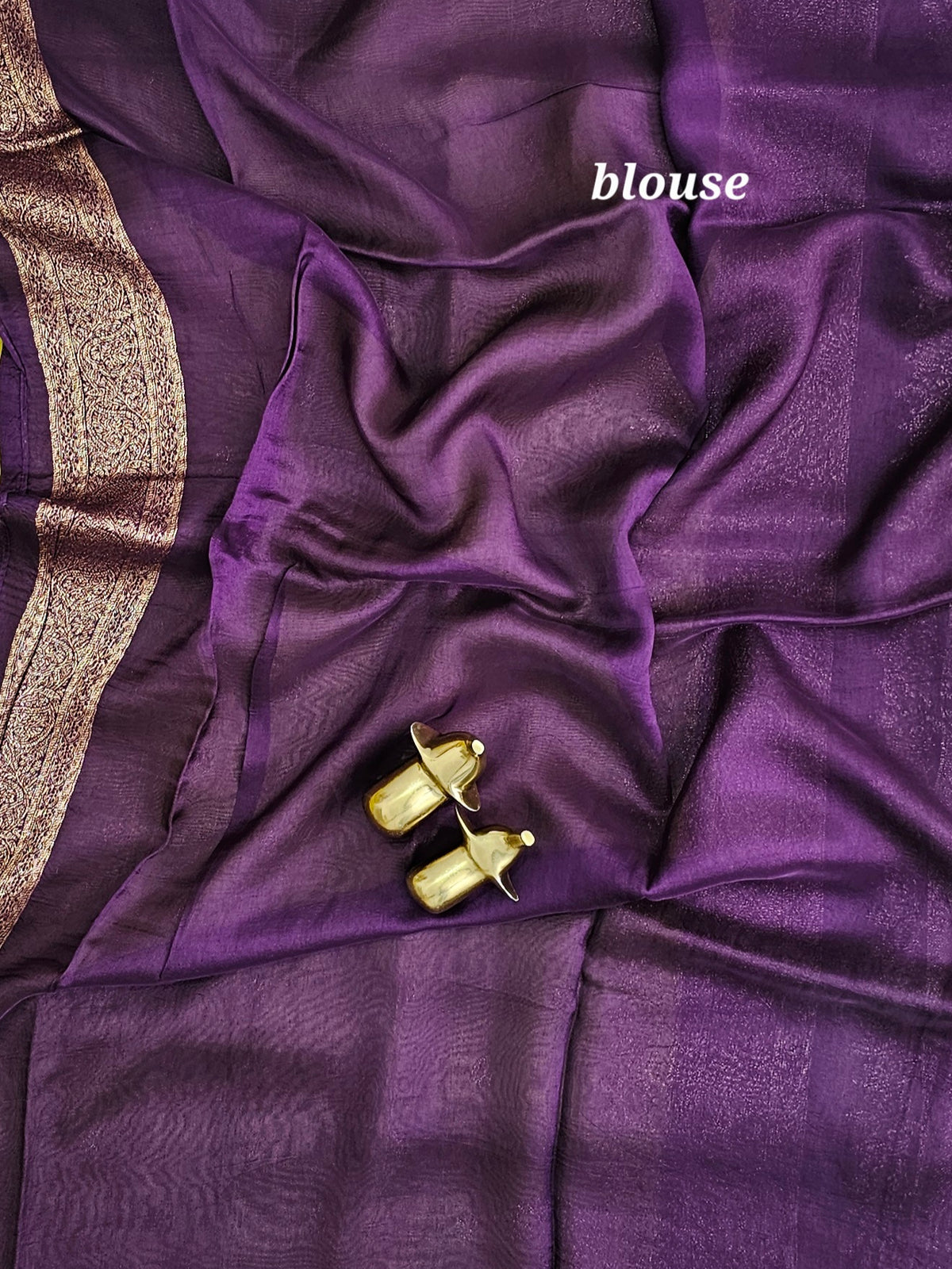 Jute Banarasi Silk Saree -  Green with Blue