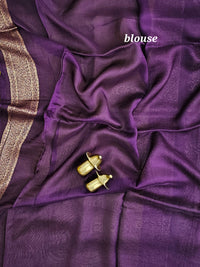 Jute Banarasi Silk Saree -  Green with Blue
