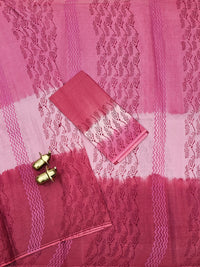 Pure Cotton with Hand Block Prints - Light Pink with Dark Pink