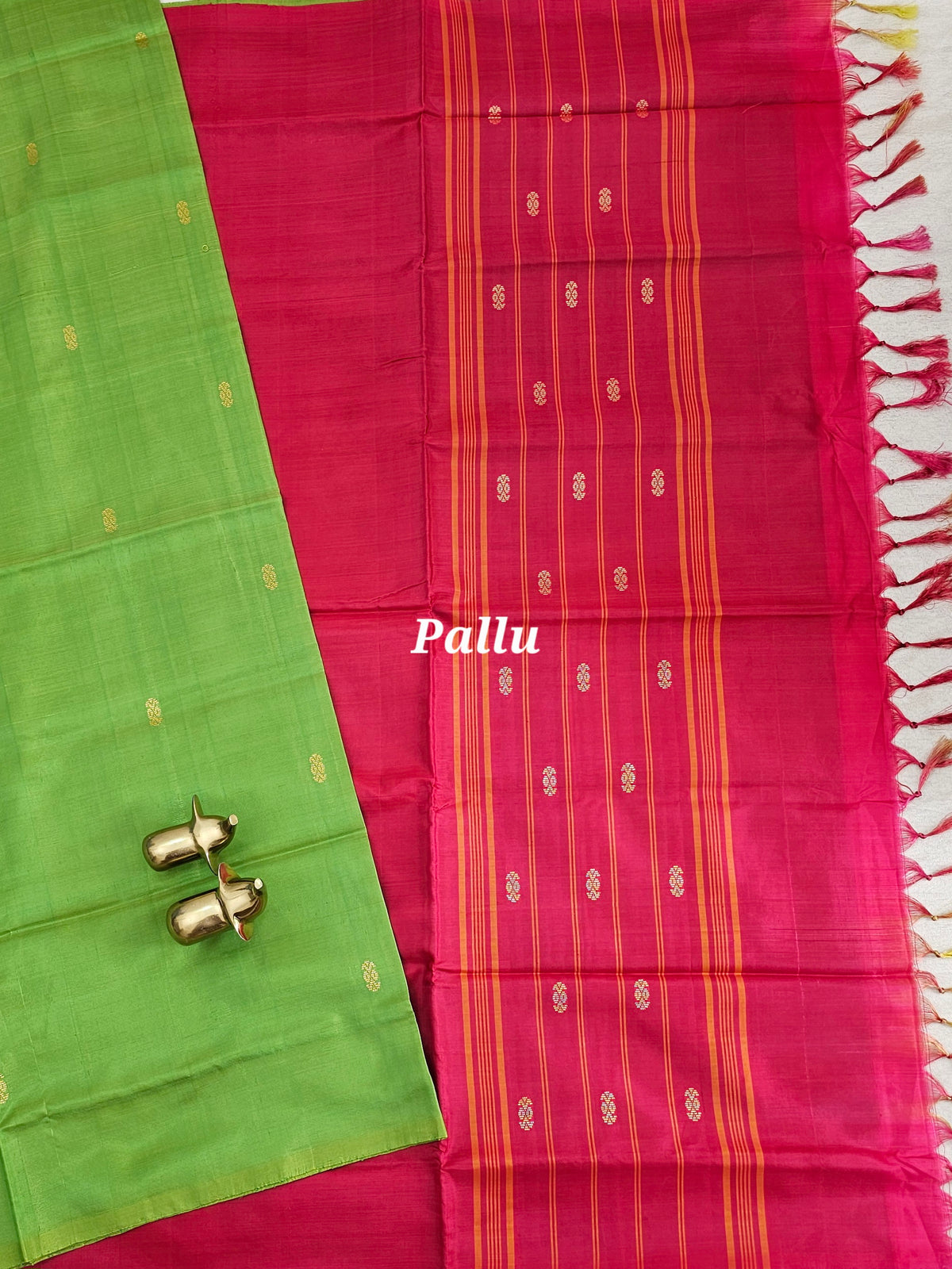 Chinnalampattu Saree - Green with Pink
