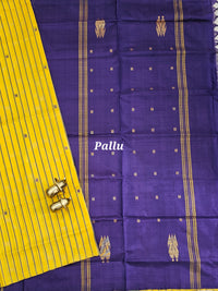 Chinnalampattu Saree - Yellow with Dark Purple