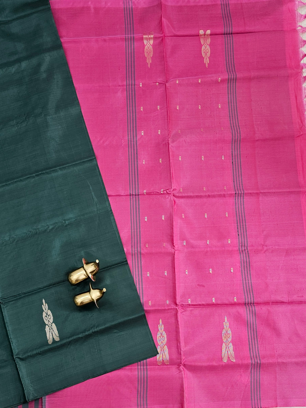 Chinnalampattu Saree - Green with Pink