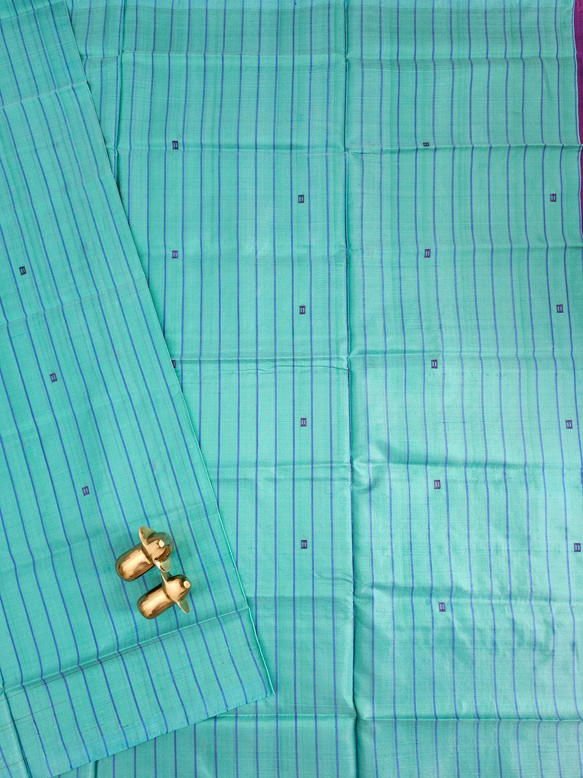 Chinnalampattu Saree -Sea Green cum Blue with Purple