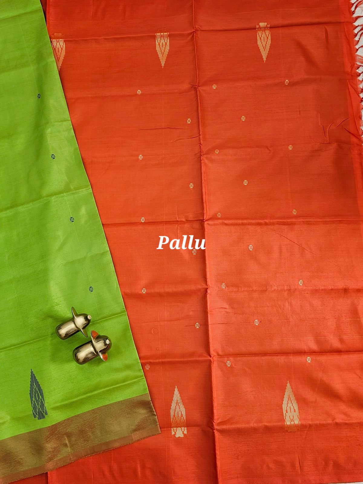Chinnalampattu Saree - Green with Orange