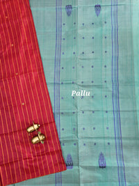 Chinnalampattu Saree - Dark Red with Sea Green