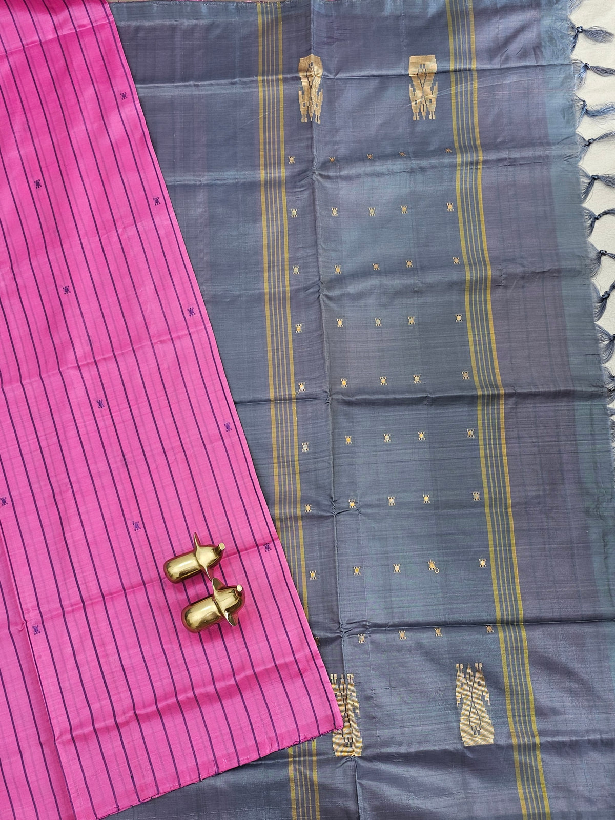 Chinnalampattu Saree - Pink with Grey
