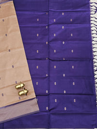 Chinnalampattu Saree - Beige with Dark Purple