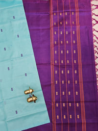 Chinnalampattu Saree - Sea Blue with Purple