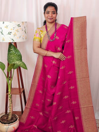 Jute Banarasi Silk Saree - Pink with Onion Pink