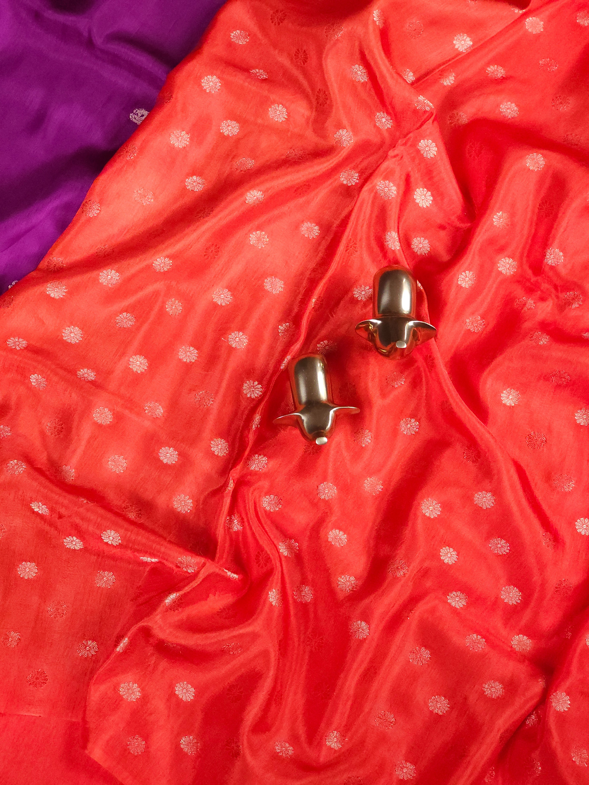 Semi Mysore Crepe Silk Saree - Purple with Orange