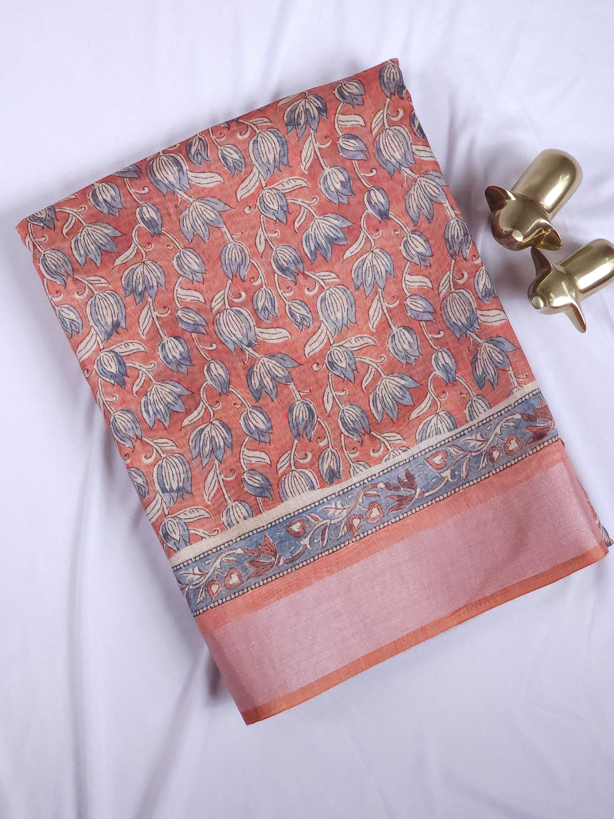 Soft Semi Tussar with Digital Prints - Peach