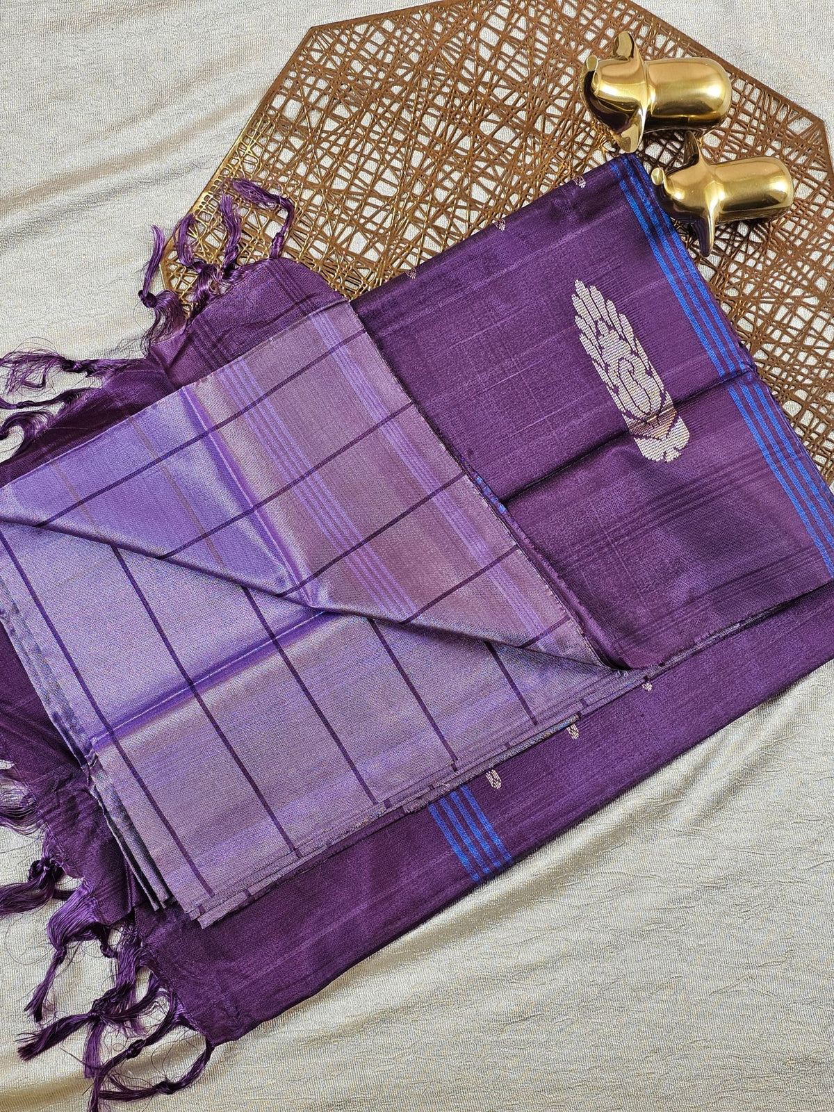 Chinnalampattu Saree with Blouse - Lavender with Purple