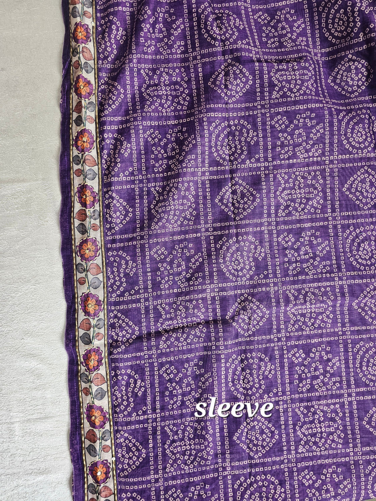 Chanderi with Kantha Unstitched Salwar Suit - Purple