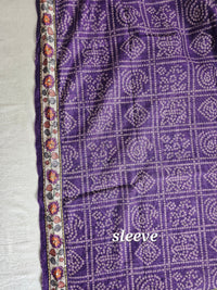 Chanderi with Kantha Unstitched Salwar Suit - Purple