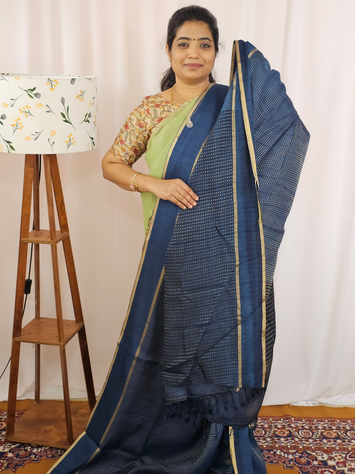 Soft Semi Tussar with Zari Weaving Saree - Cobalt Blue