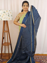 Soft Semi Tussar with Zari Weaving Saree - Cobalt Blue