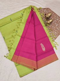 Pink with Green Chinnalampattu Saree with Blouse